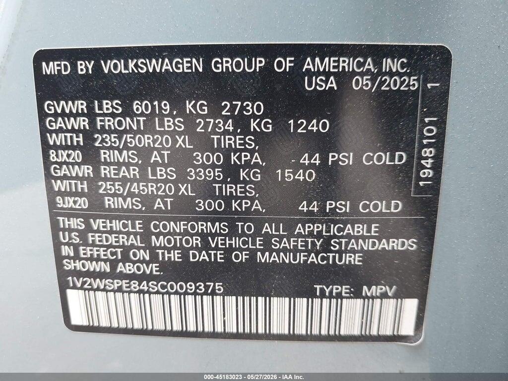 1V2WSPE84SC009375 2025 VOLKSWAGEN ID.4 photo no. 9
