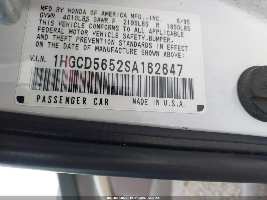 1HGCD5652SA162647 1995 HONDA ACCORD photo no. 9