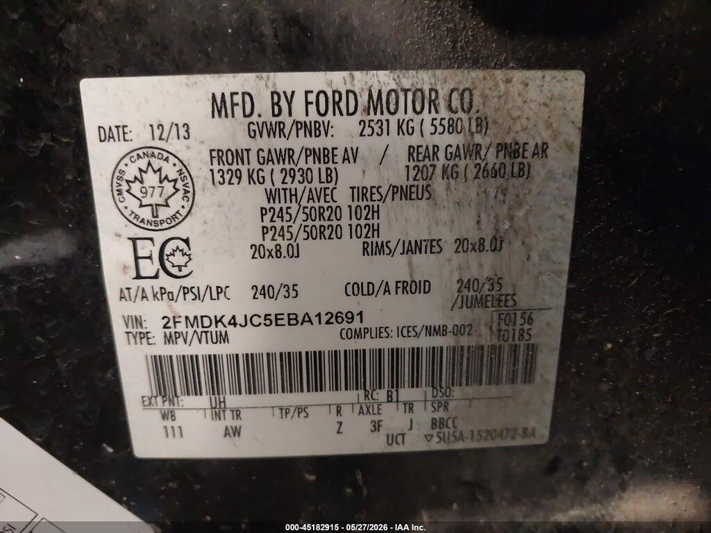 2FMDK4JC5EBA12691 2014 FORD EDGE photo no. 9