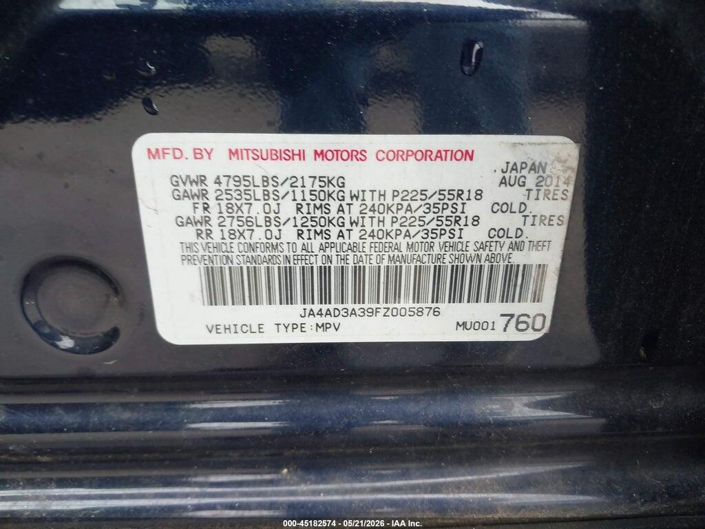 JA4AD3A39FZ005876 2015 MITSUBISHI OUTLANDER photo no. 9