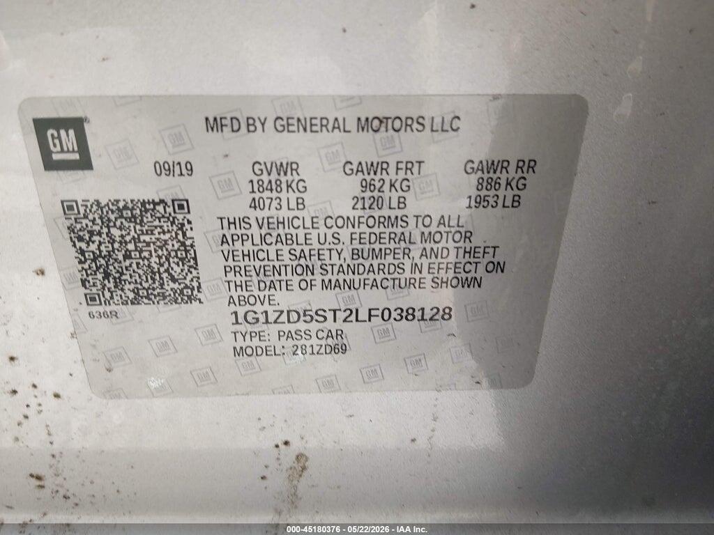 1G1ZD5ST2LF038128 2020 CHEVROLET MALIBU photo no. 9
