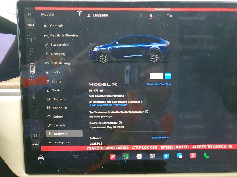 7SAXCDE50NF339094 2022 TESLA MODEL X photo no. 9