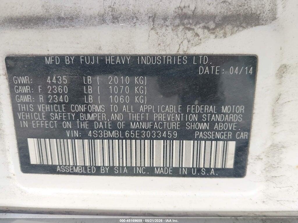 4S3BMBL65E3033459 2014 SUBARU LEGACY photo no. 9