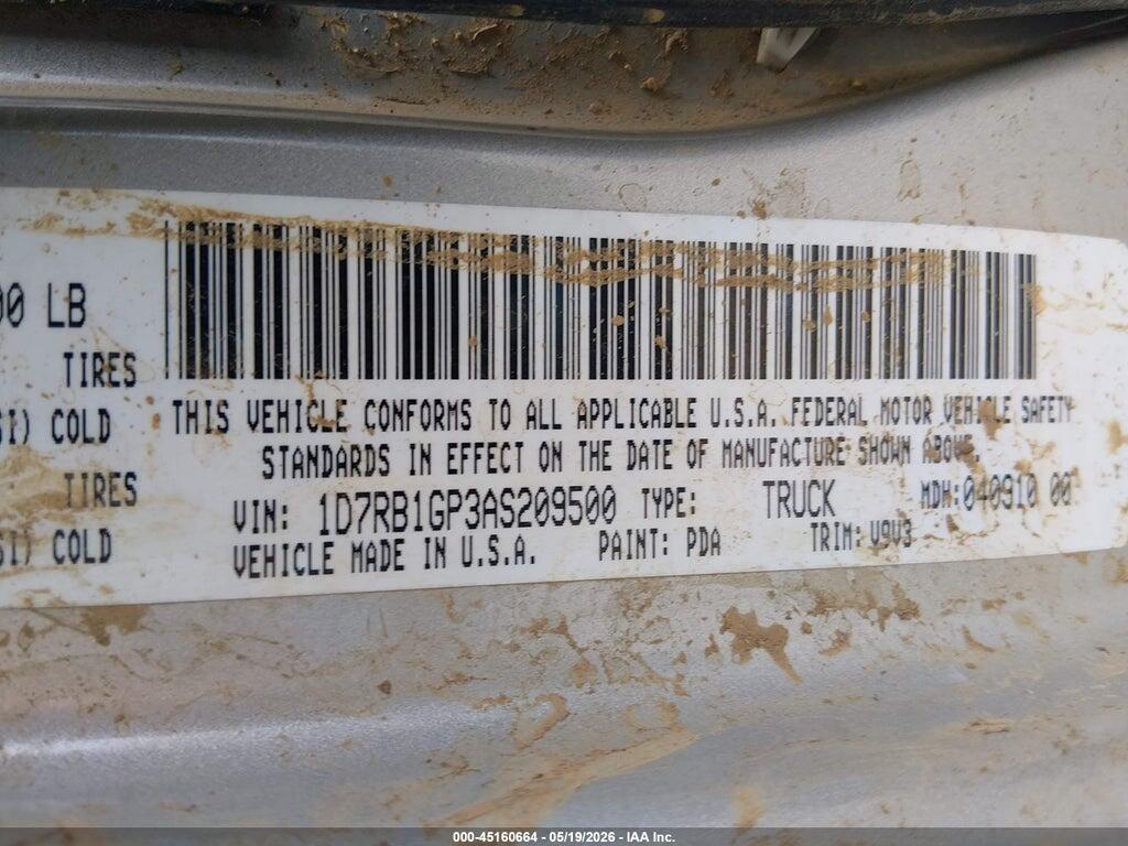 1D7RB1GP3AS209500 2010 DODGE RAM 1500 photo no. 9
