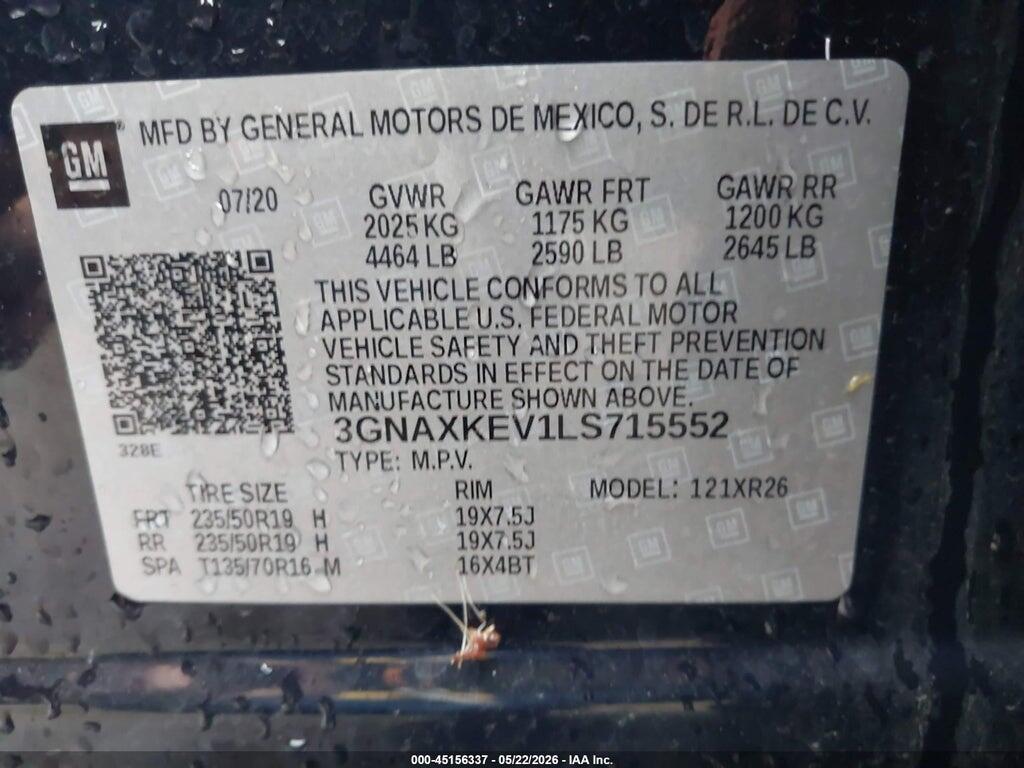 3GNAXKEV1LS715552 2020 CHEVROLET EQUINOX photo no. 9