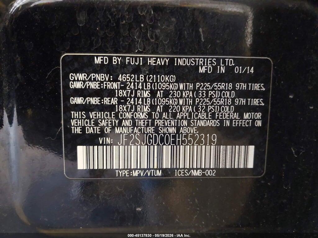 JF2SJGDC0EH552319 2014 SUBARU FORESTER photo no. 9