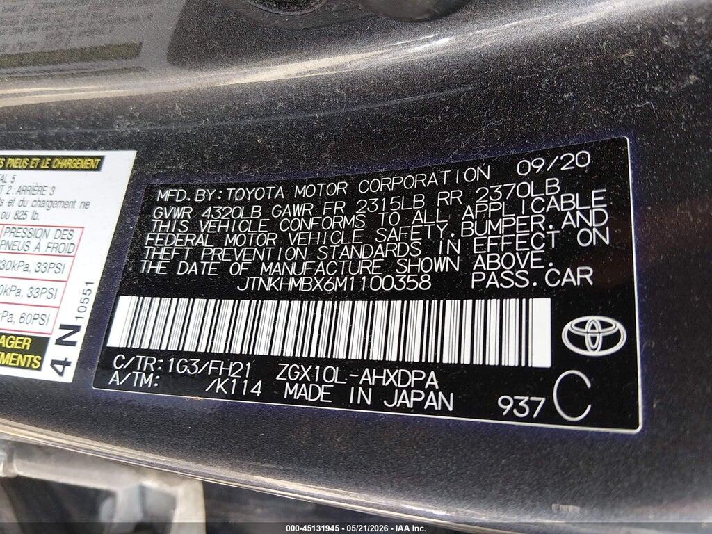 JTNKHMBX6M1100358 2021 TOYOTA C-HR photo no. 9