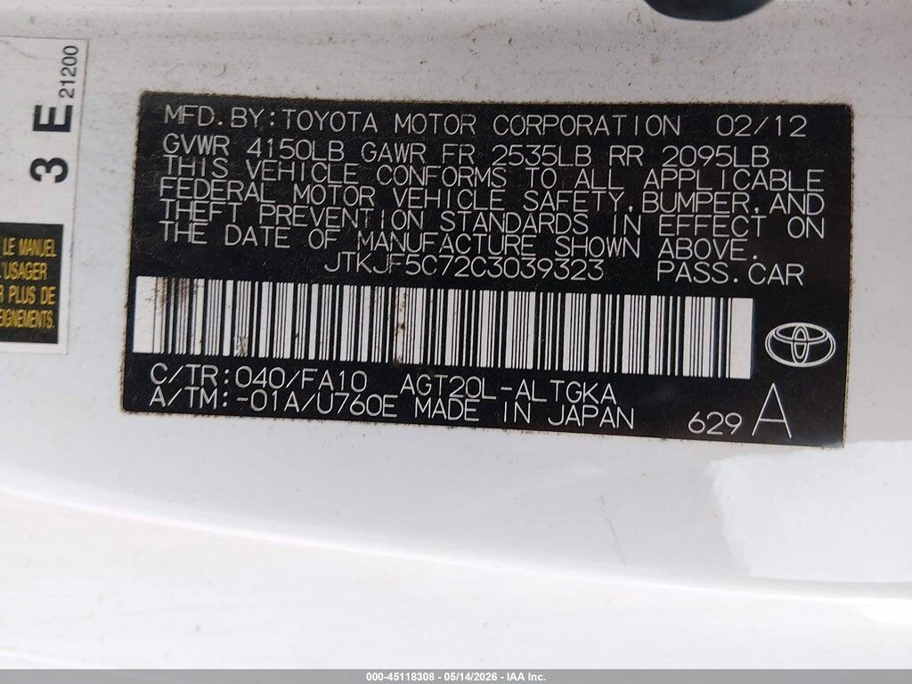 JTKJF5C72C3039323 2012 SCION TC photo no. 9