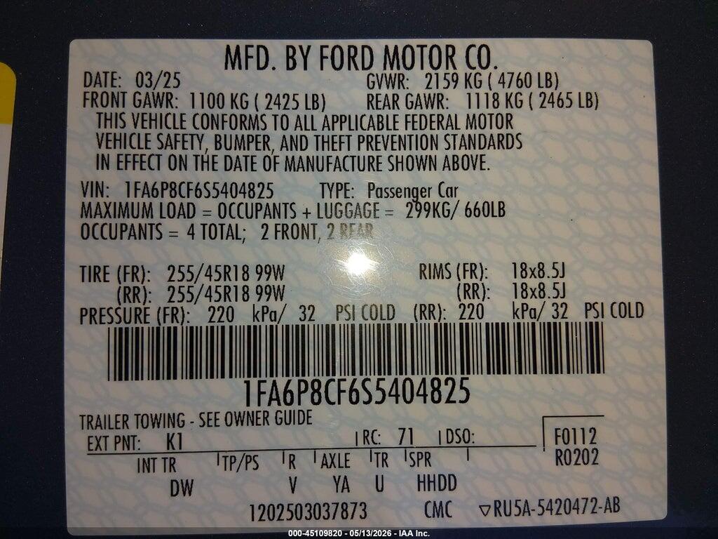 1FA6P8CF6S5404825 2025 FORD MUSTANG photo no. 9