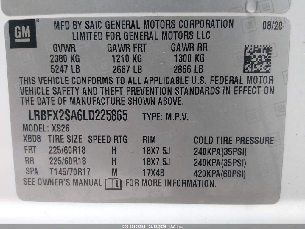 LRBFX2SA6LD225865 2020 BUICK ENVISION photo no. 9