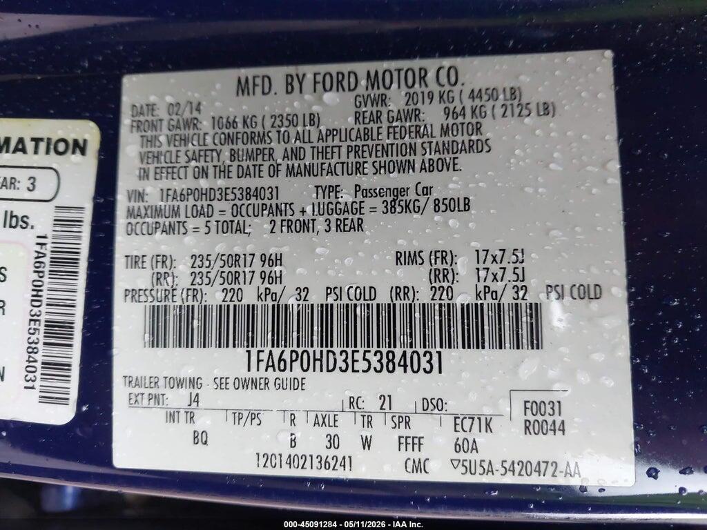 1FA6P0HD3E5384031 2014 FORD FUSION photo no. 9