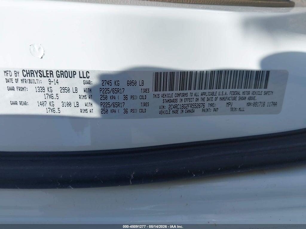 2C4RC1BG2FR552676 2015 CHRYSLER TOWN & COUNTRY photo no. 9