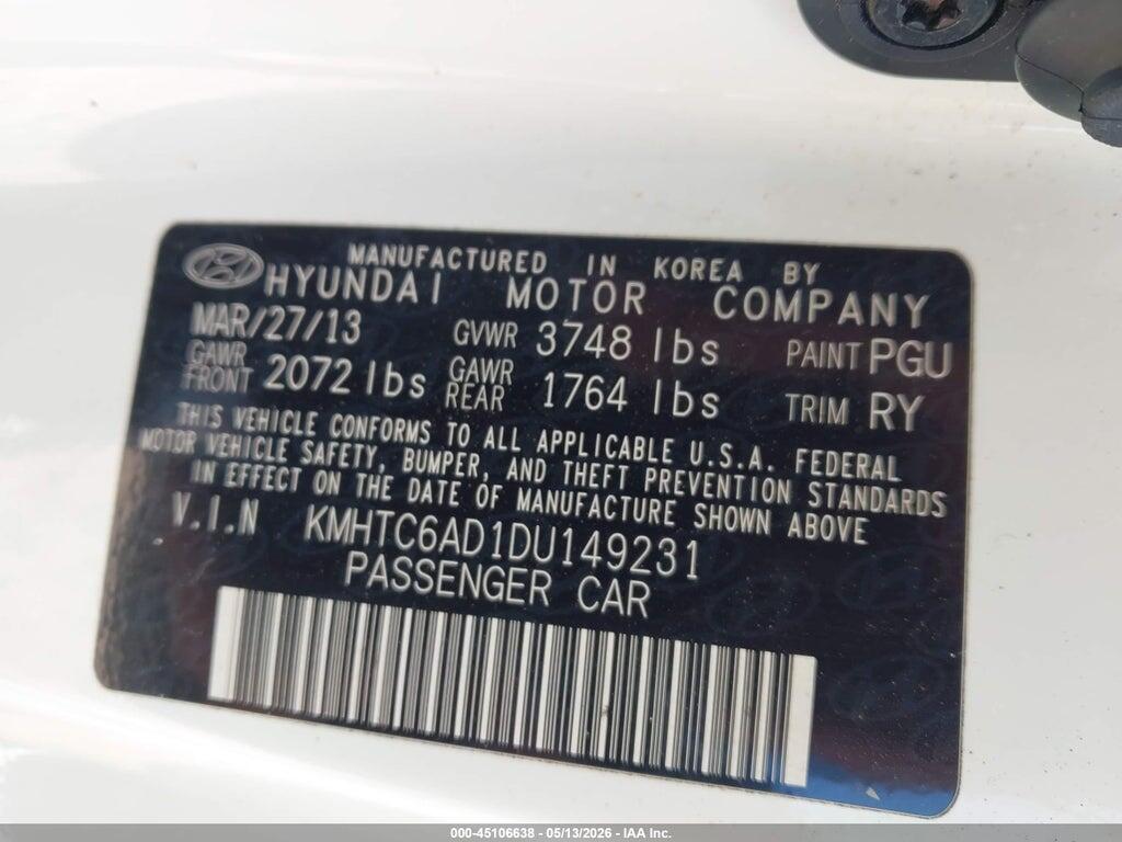 KMHTC6AD1DU149231 2013 HYUNDAI VELOSTER photo no. 9