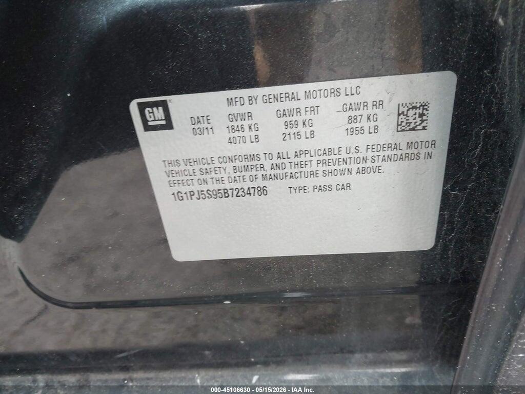1G1PJ5S95B7234786 2011 CHEVROLET CRUZE photo no. 9