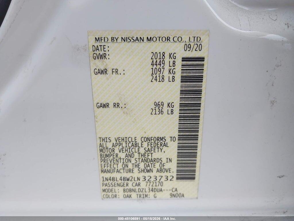 1N4BL4BW2LN323732 2020 NISSAN ALTIMA photo no. 9