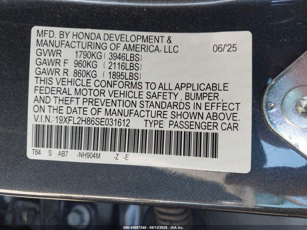 19XFL2H86SE031612 2025 HONDA CIVIC SEDAN photo no. 9