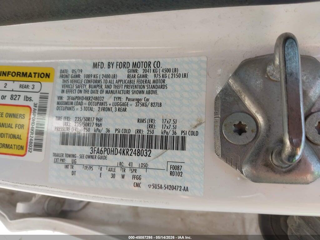3FA6P0HD4KR248032 2019 FORD FUSION photo no. 9