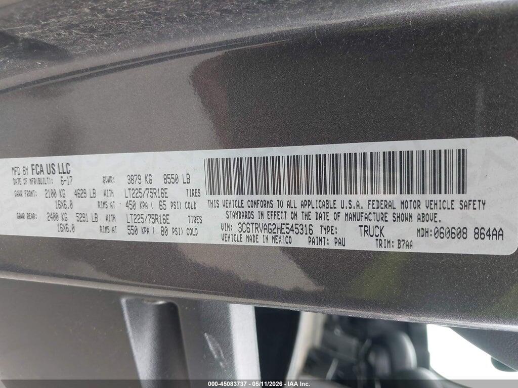 3C6TRVAG2HE545316 2017 RAM PROMASTER 1500 photo no. 9