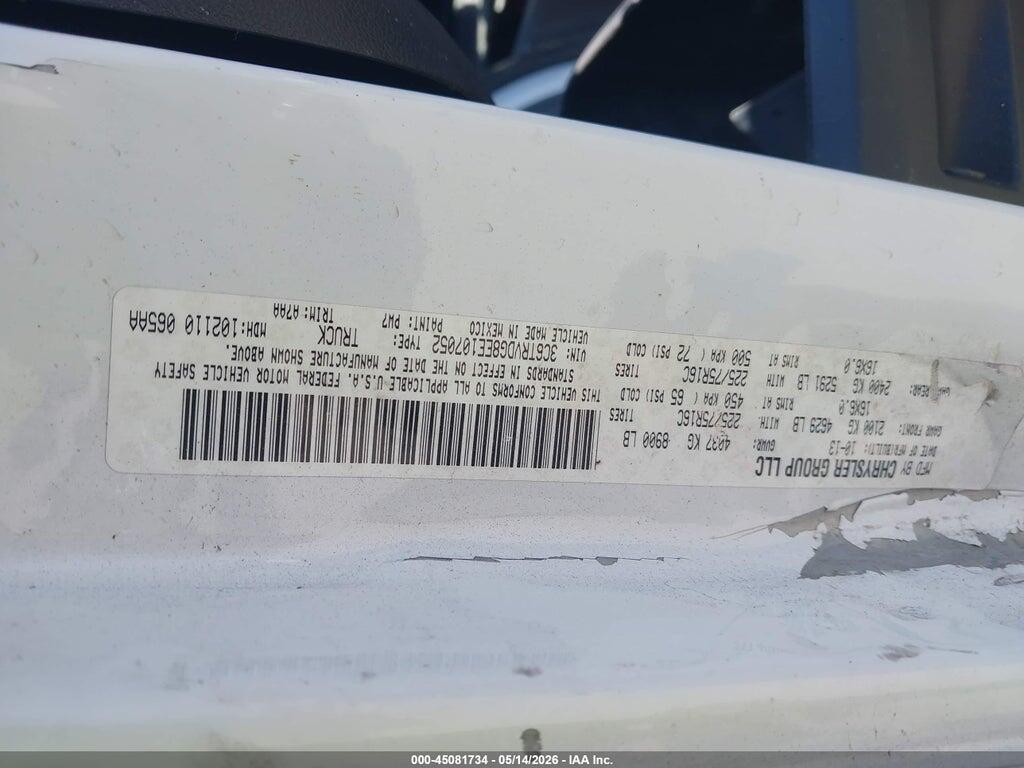 3C6TRVDG8EE107052 2014 RAM PROMASTER 2500 photo no. 9