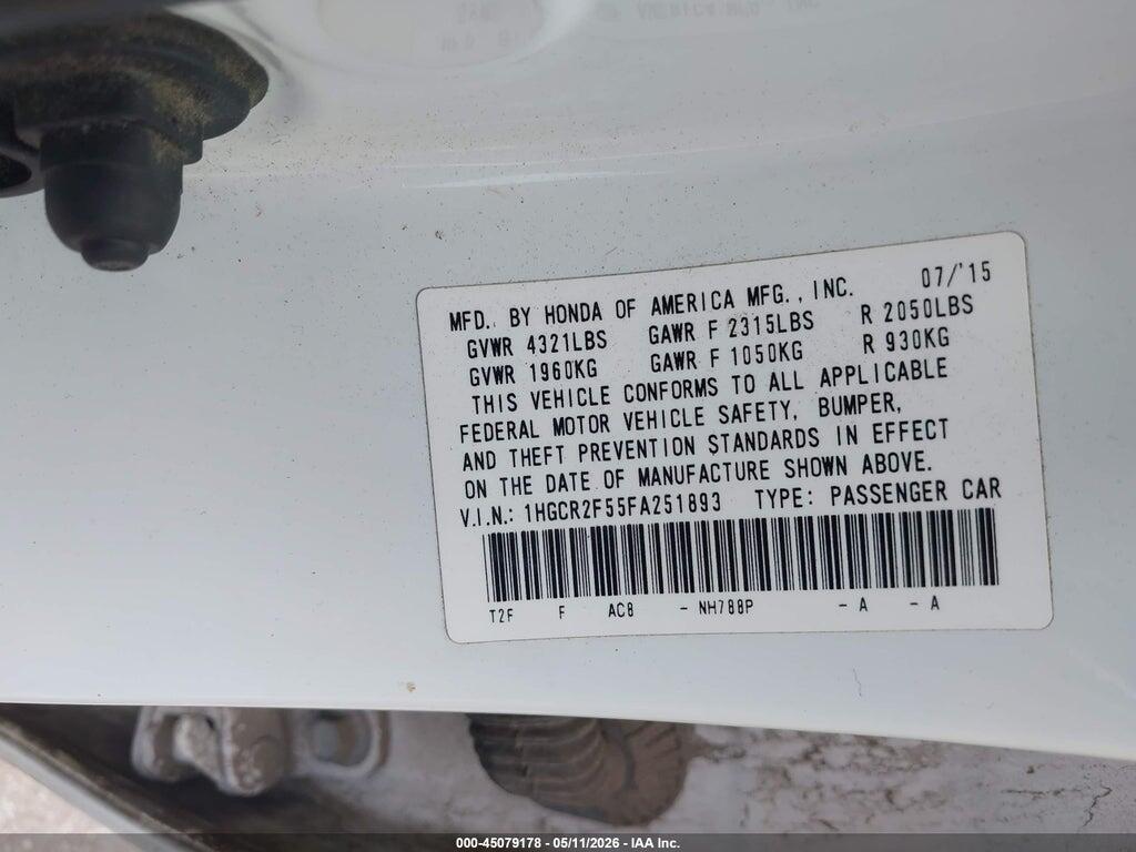 1HGCR2F55FA251893 2015 HONDA ACCORD photo no. 9