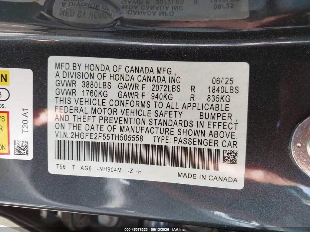 2HGFE2F55TH505558 2026 HONDA CIVIC photo no. 9