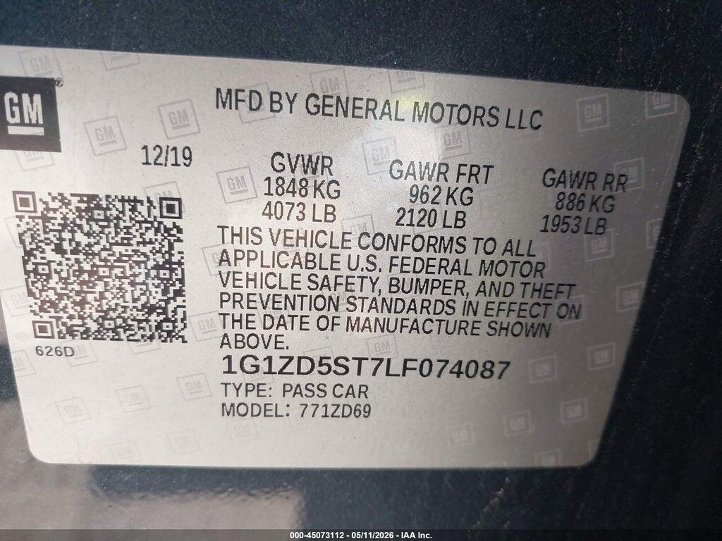 1G1ZD5ST7LF074087 2020 CHEVROLET MALIBU photo no. 9