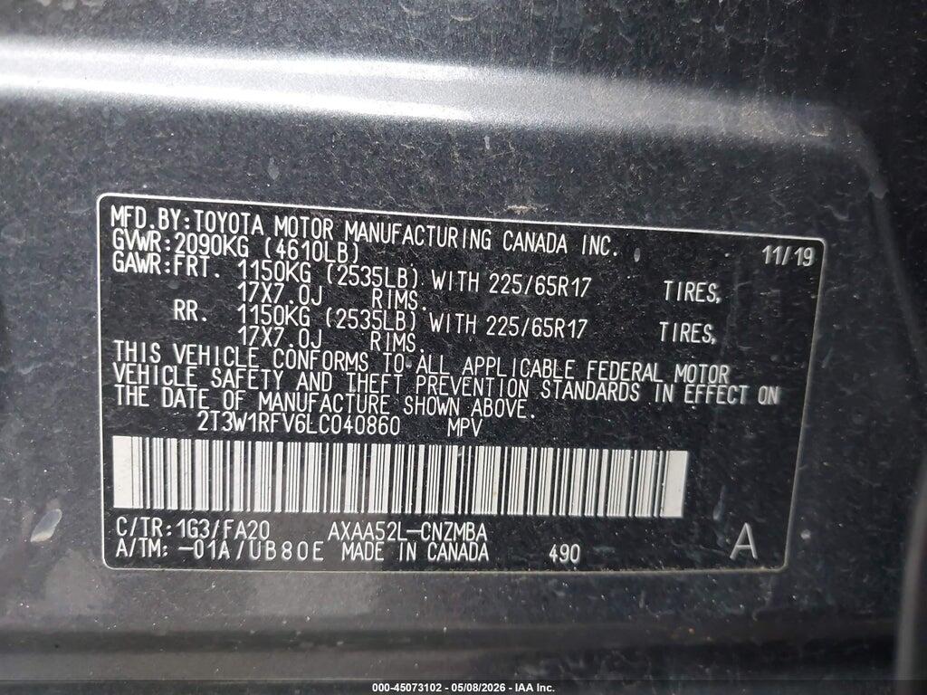2T3W1RFV6LC040860 2020 TOYOTA RAV4 photo no. 9