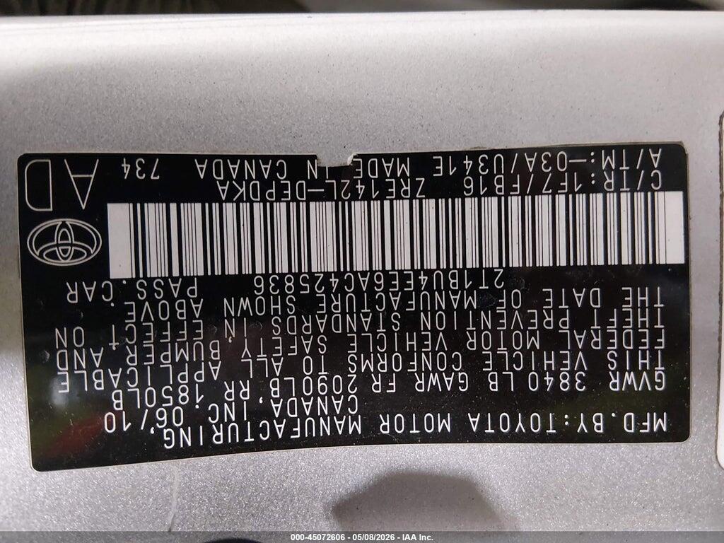 2T1BU4EE6AC425836 2010 TOYOTA COROLLA photo no. 9