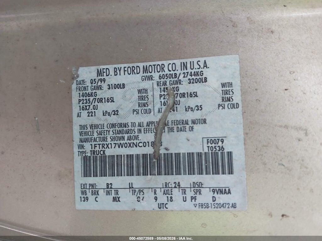 1FTRX17W0XNC01848 1999 FORD F-150 photo no. 9