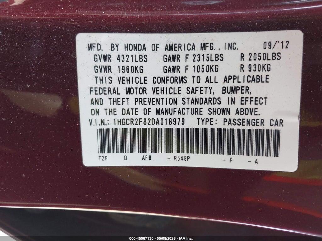 1HGCR2F82DA018979 2013 HONDA ACCORD photo no. 9