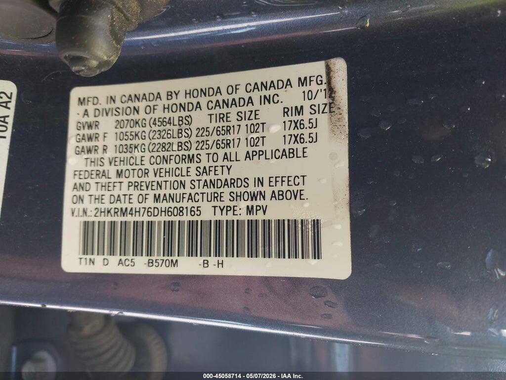 2HKRM4H76DH608165 2013 HONDA CR-V photo no. 9