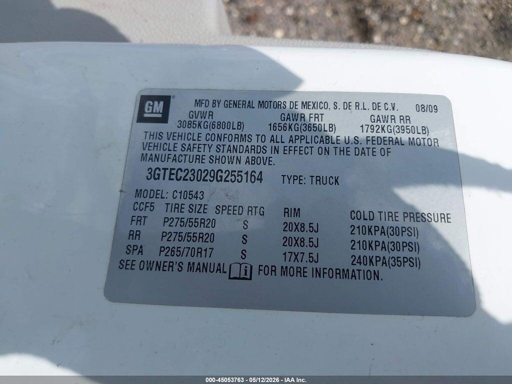 3GTEC23029G255164 2009 GMC SIERRA 1500 photo no. 9