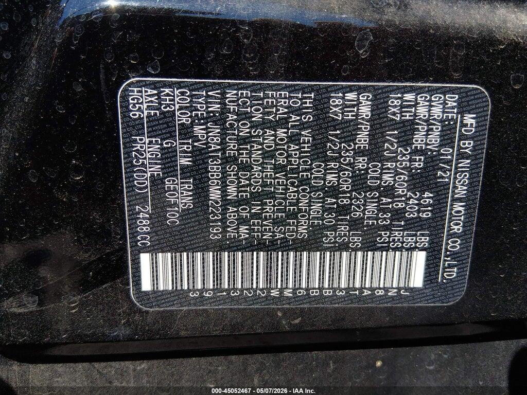 JN8AT3BB6MW223193 2021 NISSAN ROGUE photo no. 9