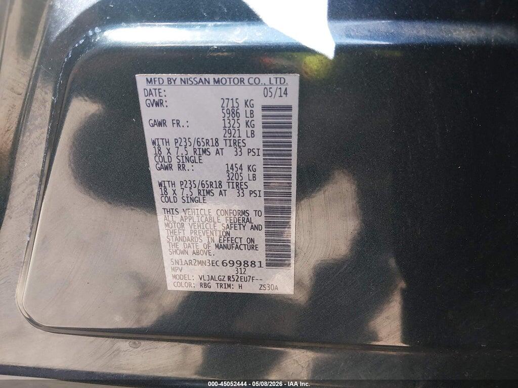 5N1AR2MN3EC699881 2014 NISSAN PATHFINDER photo no. 9