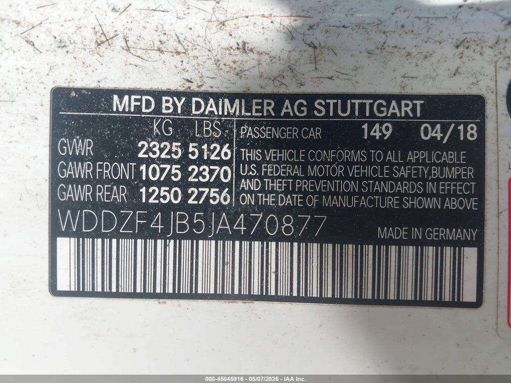 WDDZF4JB5JA470877 2018 MERCEDES-BENZ E 300 photo no. 9