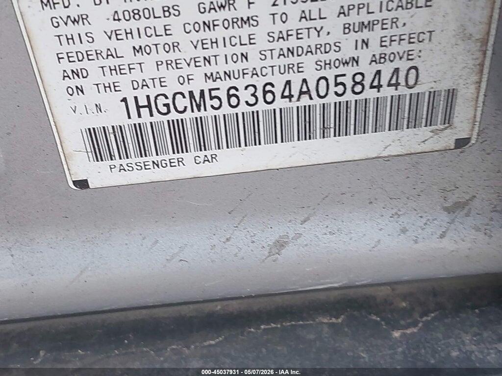 1HGCM56364A058440 2004 HONDA ACCORD photo no. 9