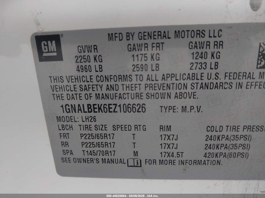 1GNALBEK6EZ106626 2014 CHEVROLET EQUINOX photo no. 9