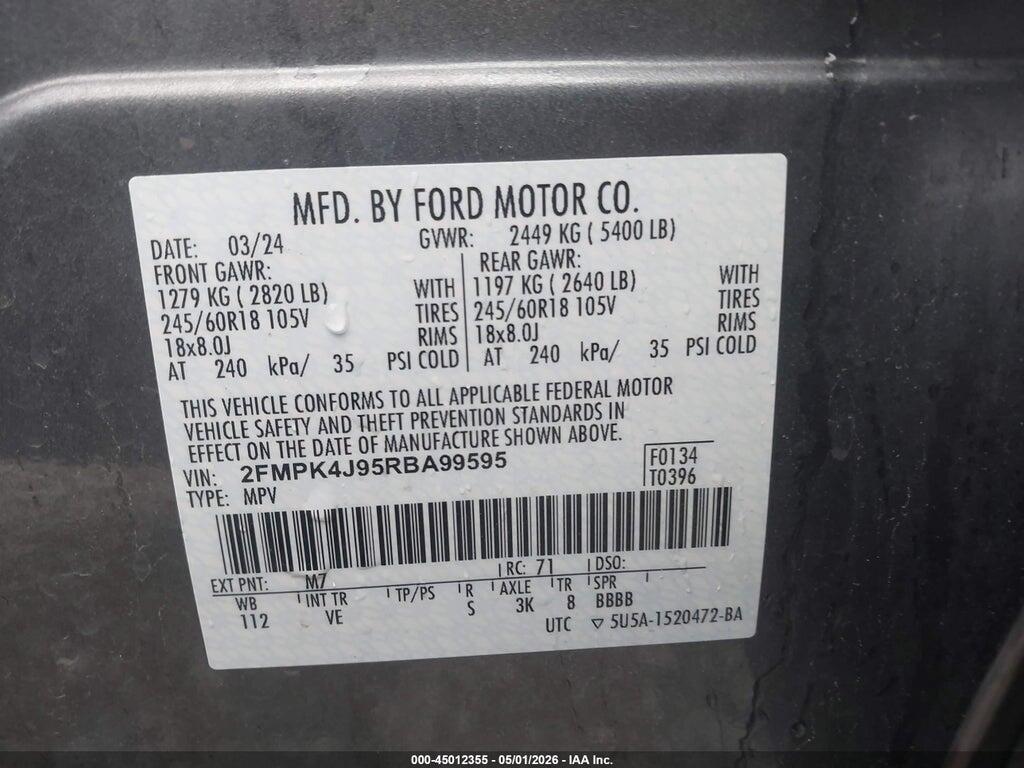 2FMPK4J95RBA99595 2024 FORD EDGE photo no. 9