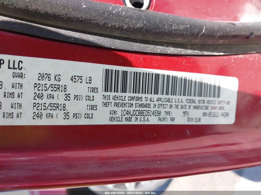 1C4NJDCB8ED514590 2014 JEEP COMPASS photo no. 9