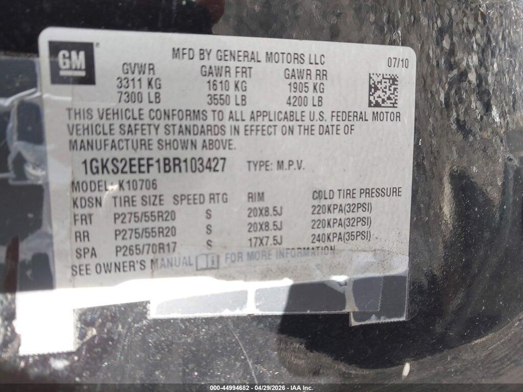 1GKS2EEF1BR103427 2011 GMC YUKON photo no. 9