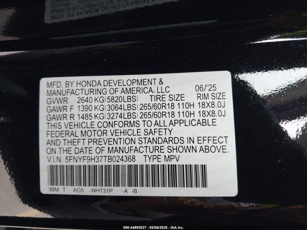 5FNYF9H37TB024368 2026 HONDA PASSPORT photo no. 9