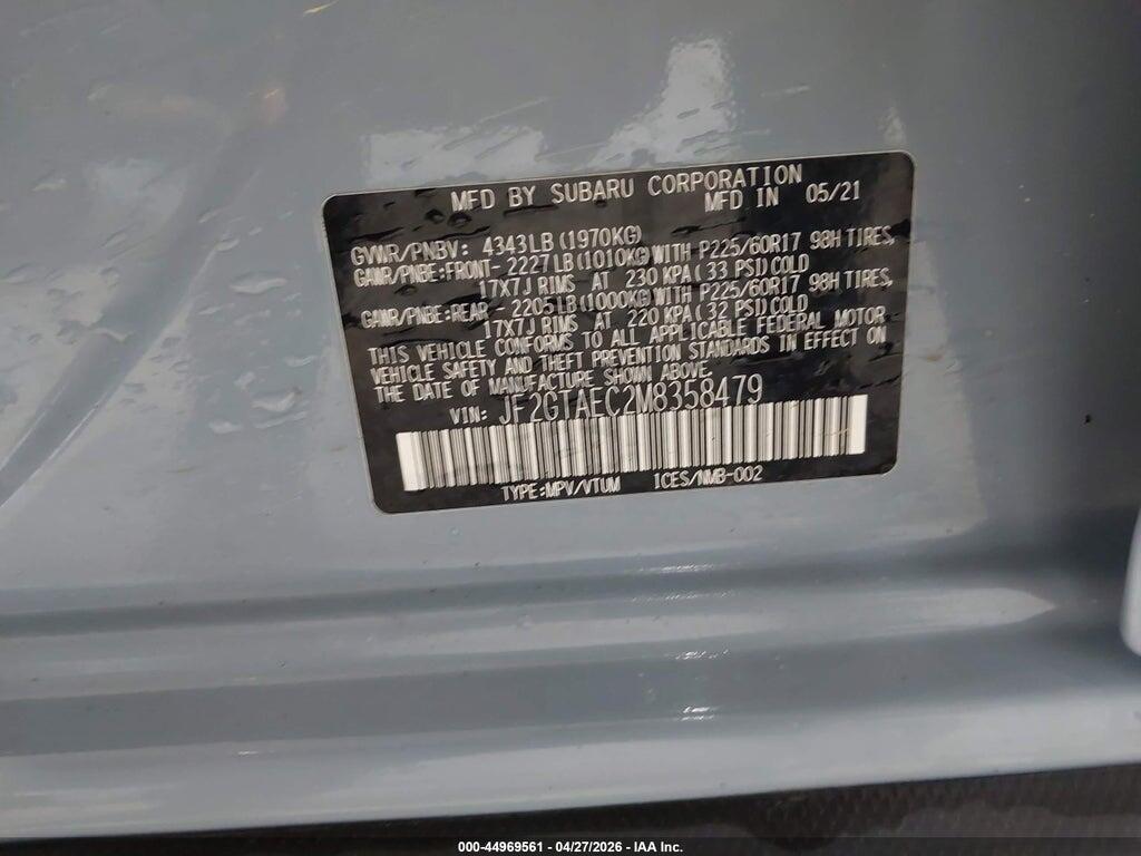 JF2GTAEC2M8358479 2021 SUBARU CROSSTREK photo no. 9