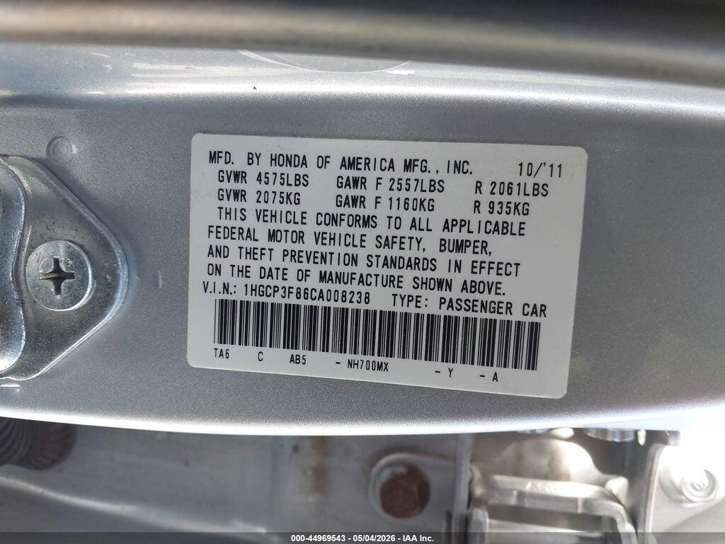 1HGCP3F86CA008238 2012 HONDA ACCORD photo no. 9