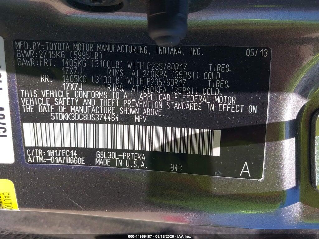 5TDKK3DC8DS374464 2013 TOYOTA SIENNA photo no. 9