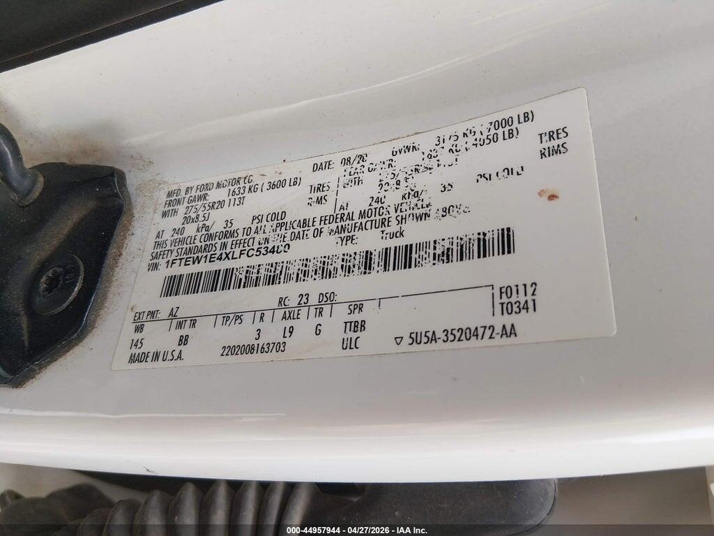 1FTEW1E4XLFC53480 2020 FORD F-150 photo no. 9