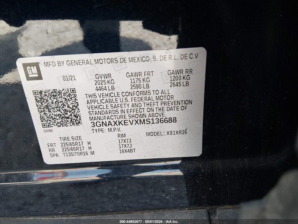3GNAXKEVXMS136688 2021 CHEVROLET EQUINOX photo no. 9