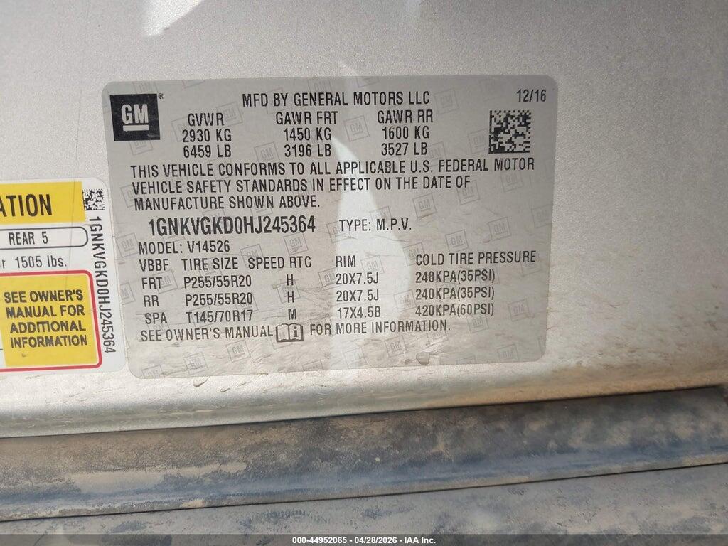 1GNKVGKD0HJ245364 2017 CHEVROLET TRAVERSE photo no. 9