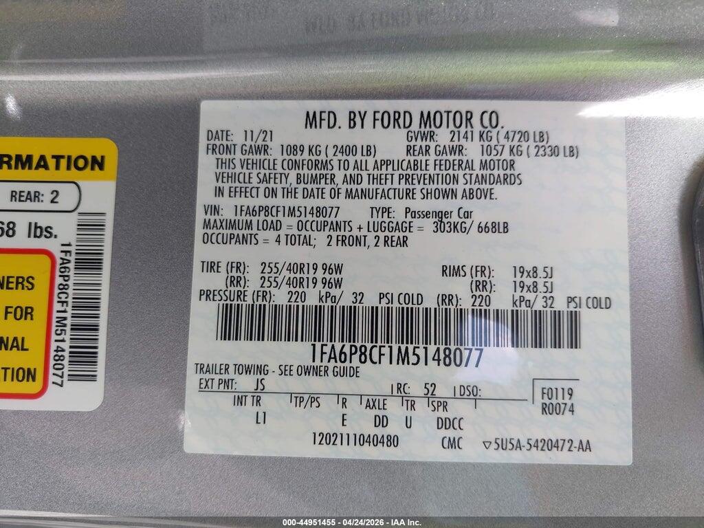1FA6P8CF1M5148077 2021 FORD MUSTANG photo no. 9