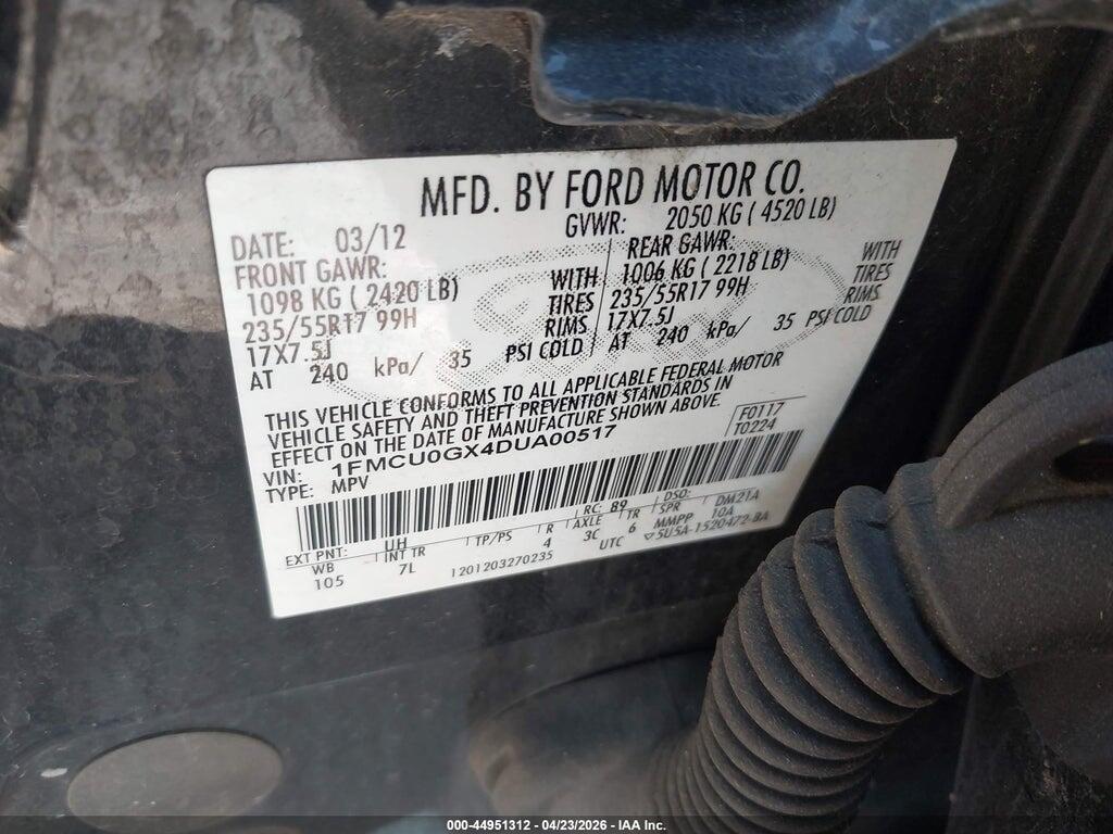 1FMCU0GX4DUA00517 2013 FORD ESCAPE photo no. 9
