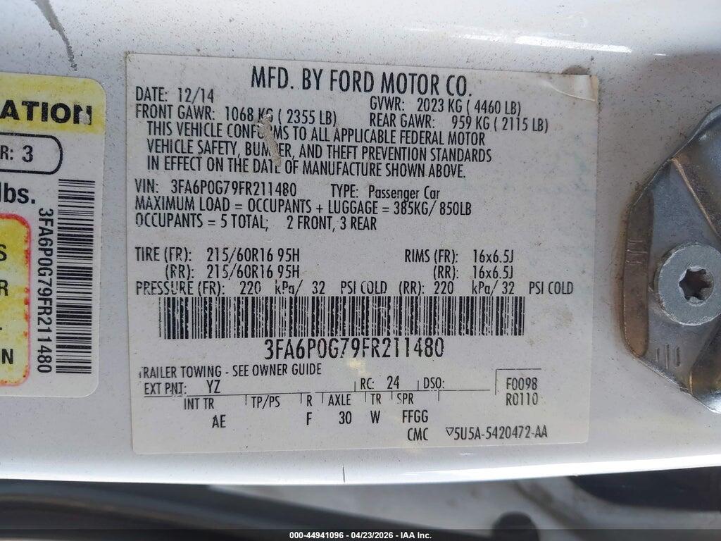3FA6P0G79FR211480 2015 FORD FUSION photo no. 9